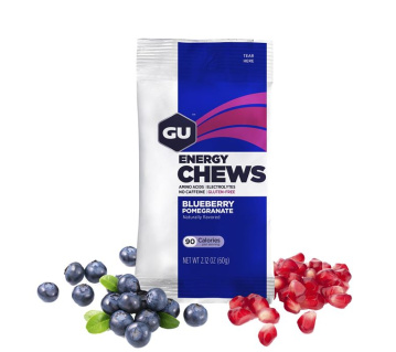 GU Energy Chews 60 g Blueberry Pomegranate 1 SÁČEK (balení 12ks) EXPIRACE 12/2024