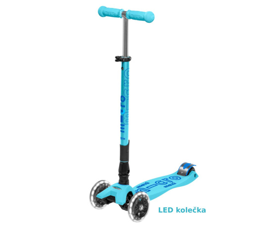 Maxi DeLuxe Bright blue LED skládací koloběžka