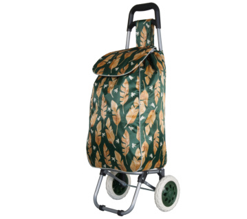 Nákupní taška na kolečkách METRO ST-01F - zelená/béžový list