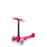 Růžová koloběžka pro holky se svítícími kolečky a řídítky Mini2grow Deluxe Magic LED Pink
