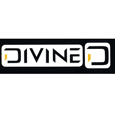 Samolepka DIVINE + logo – velká bílá