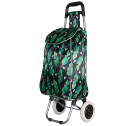 Nákupní taška na kolečkách METRO ST-01F - černá/zelený list