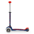 Kvalitní dětská koloběžka se svítícími kolečky Micro Mini DeLuxe Navy Blue LED
